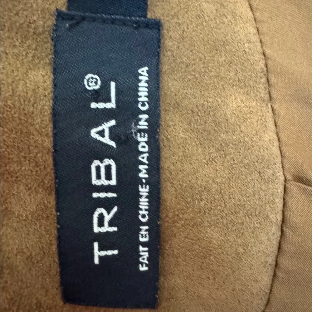Tribal Faux Suede Tan Zip Jacket Western Boho Chic Lightweight Size 8